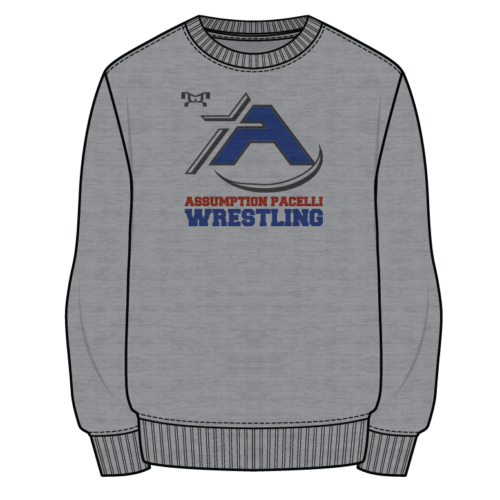 ASSUMPTION WRESTLING   Sublimated Decal Grey Crewneck