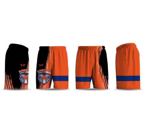 Rambler Wrestling Club ORANGE & BLACK Custom Mesh Shorts 2024