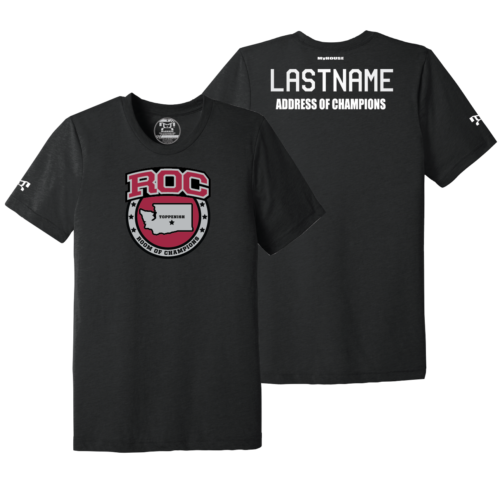 Toppenish High School Custom BLACK Address Of Champions Heat Press T Shirt