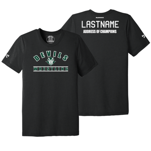 GREENEVILLE DEVILS WRESTLING Custom Black Address Of Champions Heat Press T Shirt