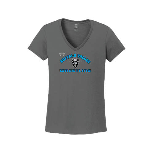 Buffalo Valley Wrestling Club Grey Custom Heat Press Women V neck T-Shirt