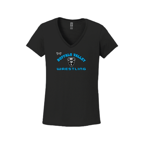 Buffalo Valley Wrestling Club Black Custom Heat Press Women V neck T-Shirt