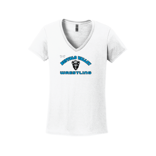 Buffalo Valley Wrestling Club White Custom Heat Press Women V neck T-Shirt