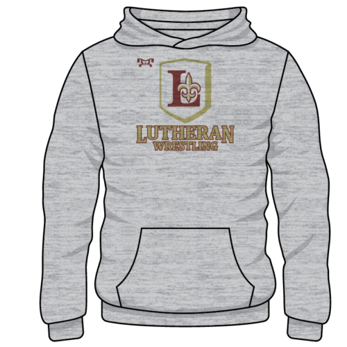 LUTHERAN HIGH SCHOOL Custom Sublimated Decal Grey Hoodie