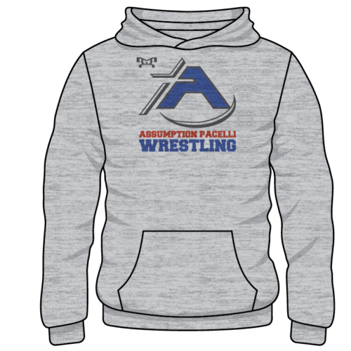 ASSUMPTION WRESTLING  Custom Sublimated Decal Grey Hoodie