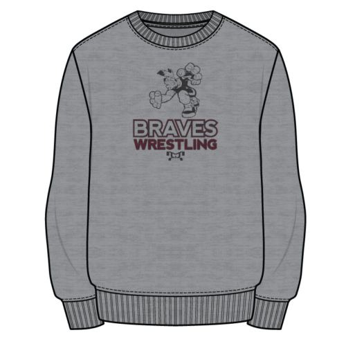 Newton Braves Youth Wrestling Sublimated Decal Grey Crewneck