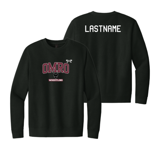 Omro Youth Wrestling Heat Press Black Crewneck