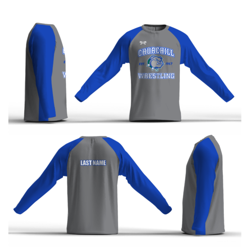 Churchill Wrestling BLUE Long Sleeve DRI FIT 2024