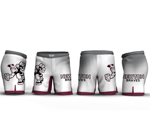 Newton Braves Youth Wrestling White Spotted Custom Micro Peach Fight Shorts 2024