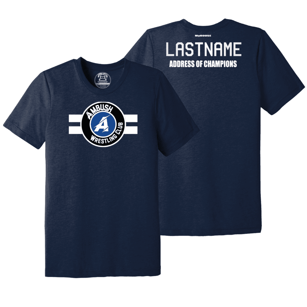 Ambush Wrestling Club Custom Navy Address Of Champions Heat Press T