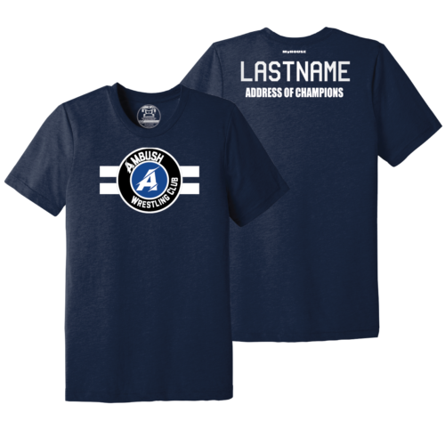 Ambush Wrestling Club Custom Navy Address Of Champions Heat Press T Shirt