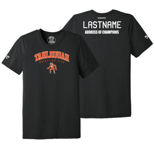 Tahlequah Wrestling Club Custom Black Address Of Champions Heat Press T Shirt
