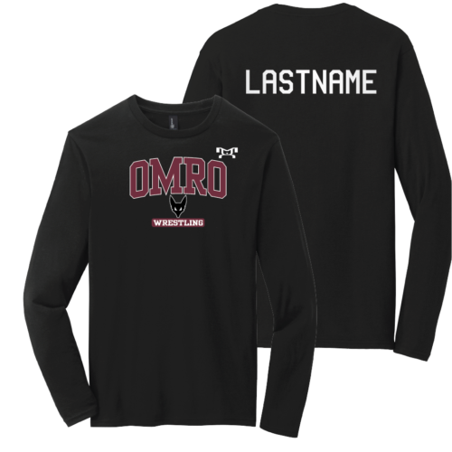 Omro Youth Wrestling Black Custom Heat Press Long Sleeve