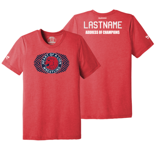 HEART OF A LION Custom RED Address Of Champions Heat Press T Shirt