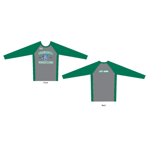 Churchill Wrestling GREEN Long SleevE COMP SHIRT 2024