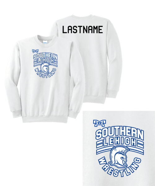 Southern Lehigh Youth Wrestling Wrestling Heatpress WHITE Crewneck
