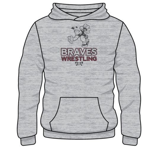 Newton Braves Youth Wrestling Custom Sublimated Decal Grey Hoodie