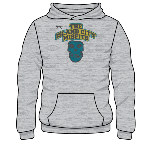 The Island City Misfits Custom Sublimated Decal Grey Hoodie