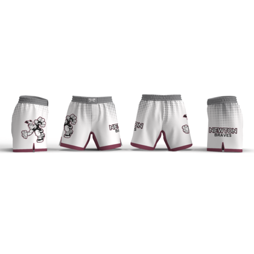 Newton Braves Youth Wrestling White Spotted Women's Custom Micro Stretch Fight Shorts 2024
