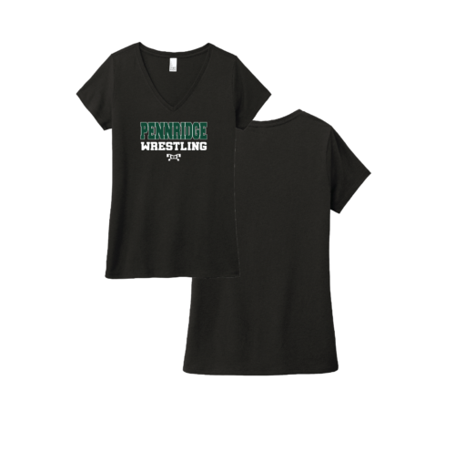 Pennridge Youth Wrestling Custom BLACK Heat Press Women V neck T-Shirt