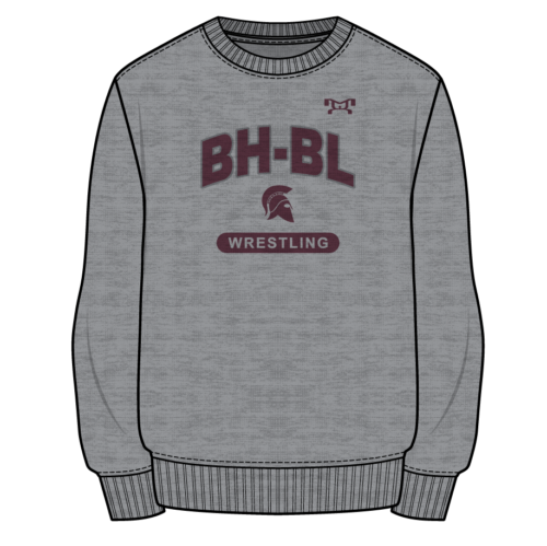 BH-BL Wrestling Sublimated Decal Grey Crewneck
