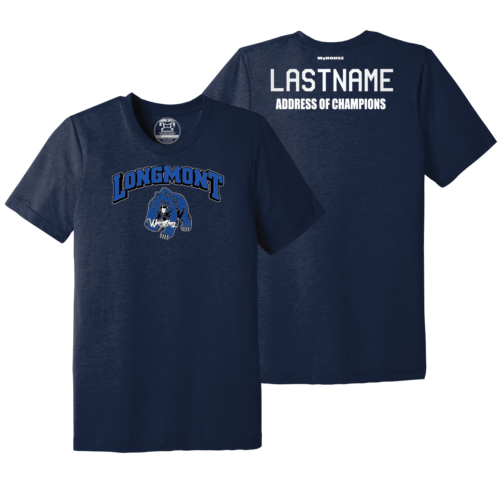 Longmont Wrestling Custom Navy Address Of Champions Heat Press T Shirt