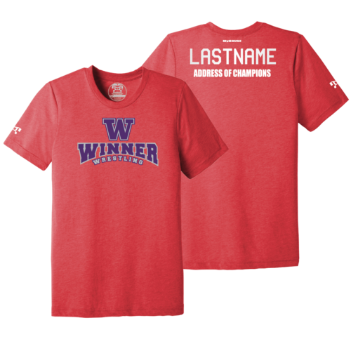Winner High School  Custom RED Address Of Champions Heat Press T Shirt