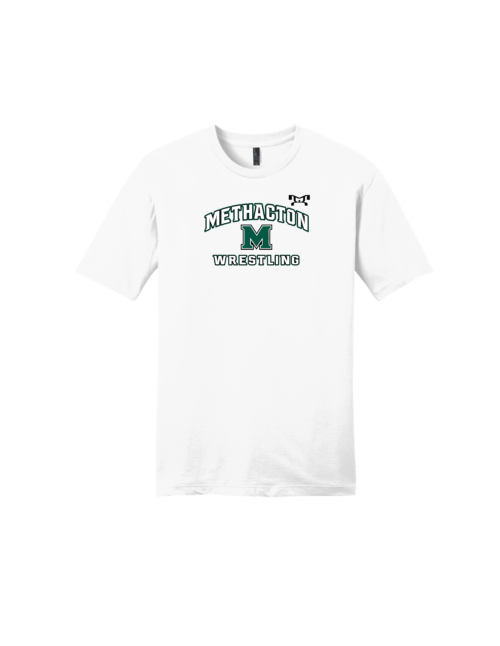 Methacton Warriors Wrestling White m logo Custom Heat Press Short Sleeve T-Shirt