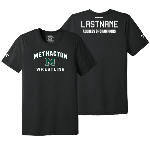 Methacton Warriors Wrestling M Logo Custom BLACK Address Of Champions Heat Press T Shirt