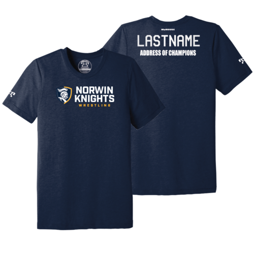 NORWIN JR KNIGHTS NAVY Address Of Champions Heat Press T Shirt
