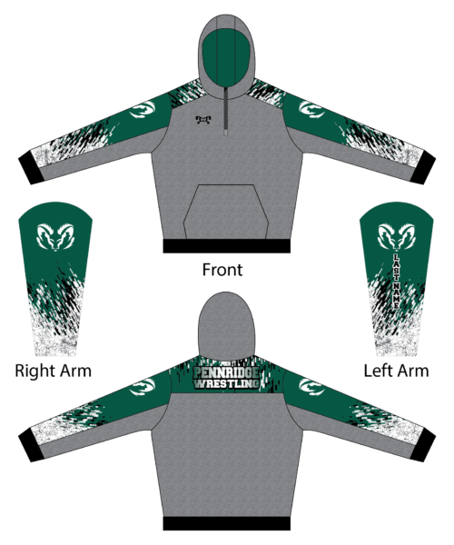 Pennridge Youth Wrestling Custom Quarter Zip Hoodie