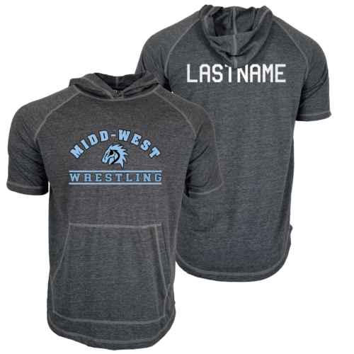 MIDD WEST MUSTANGS Custom Heat Press Short Sleeve Hoodie T-Shirt