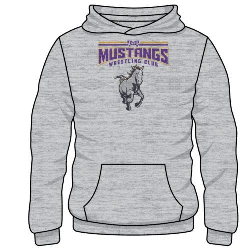 Mustangs Wrestling Club Custom Sublimated Decal Grey Hoodie