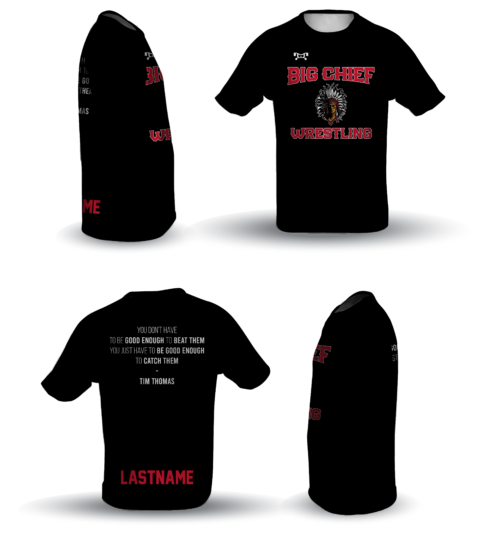 Big Chief Wrestling Club BLACK Loose Short Sleeve Dri-Fit