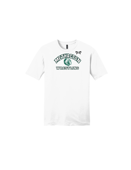 Methacton Warriors Wrestling White warrior head logo Custom Heat Press Short Sleeve T-Shirt