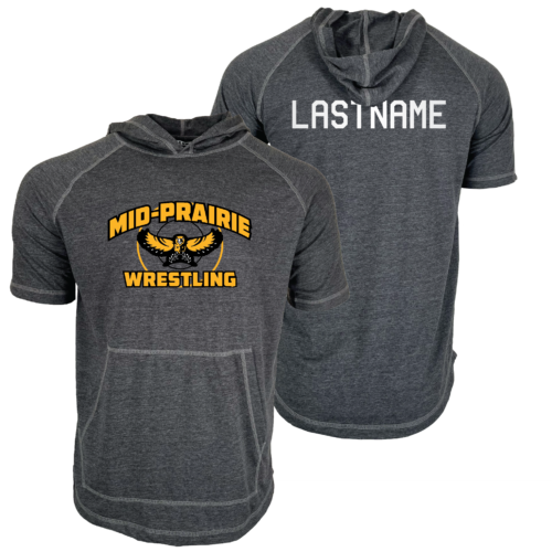MID PRAIRIE WRESTLING Custom Heat Press Short Sleeve Hoodie T-Shirt