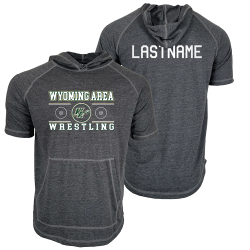 Wyoming Area Youth Wrestling Custom Heat Press Short Sleeve Hoodie T-Shirt