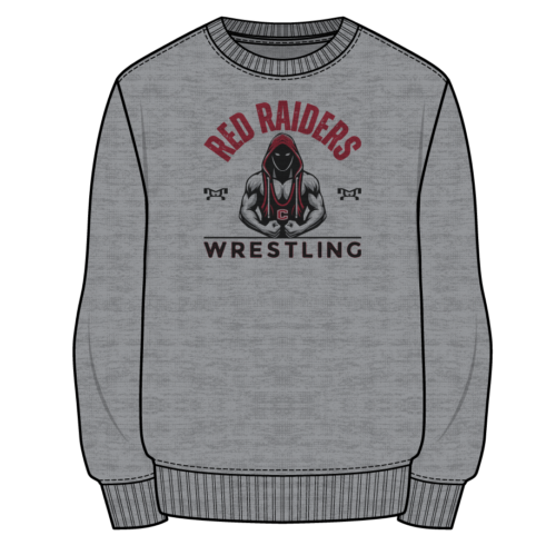red raiders wrestling club Custom Sublimated Decal Grey Crewneck
