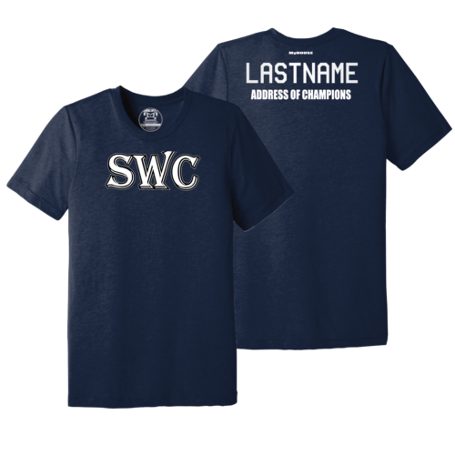SWC Navy Address Of Champions Heat Press T Shirt