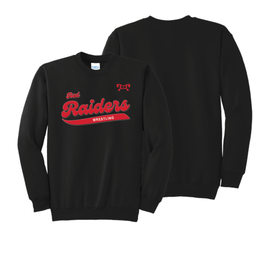 red raiders wrestling club Heat Press Black Crewneck