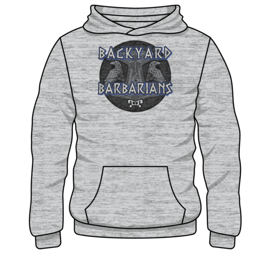 Backyard Barbarians Custom Sublimated Decal Grey Hoodie