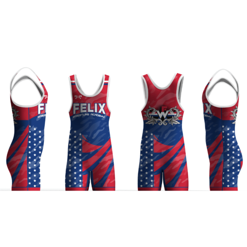 Felix Wrestling Academy Red - Blue Singlet - Wrestler w/ crown Men's Singlet