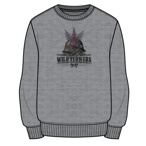 Warrior Wrestling PA-Wildflowers Girls Custom Sublimated Decal Grey Crewneck