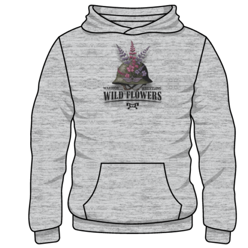 Warrior Wrestling PA-Wildflowers Girls Custom Sublimated Decal Grey Hoodie