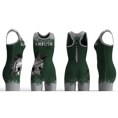 Ambush Warrior Wrestling NC GREEN Women's Custom Singlet