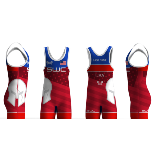 Spartan Wrestling Club red freestyle 2025 Men's Singlet