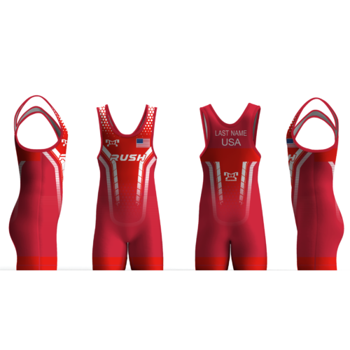Rush Wrestling Club  FREESTYLE DOT SET RED Men's Singlet