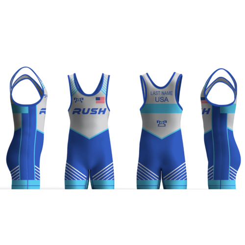 Rush Wrestling Club  blue FREESTYLE STRIPE Men's Singlet