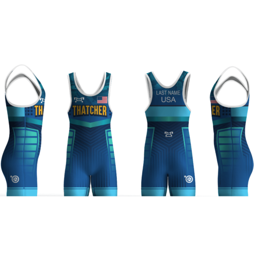 Thatcher Wrestling Club  IRONMAN BLUE Men's Singlet