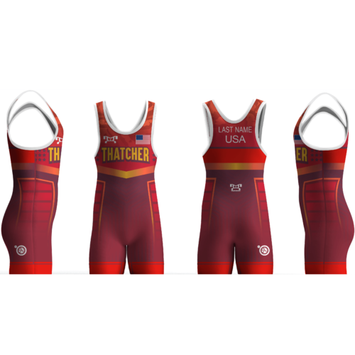 Thatcher Wrestling Club  IRONMAN red Men's Singlet